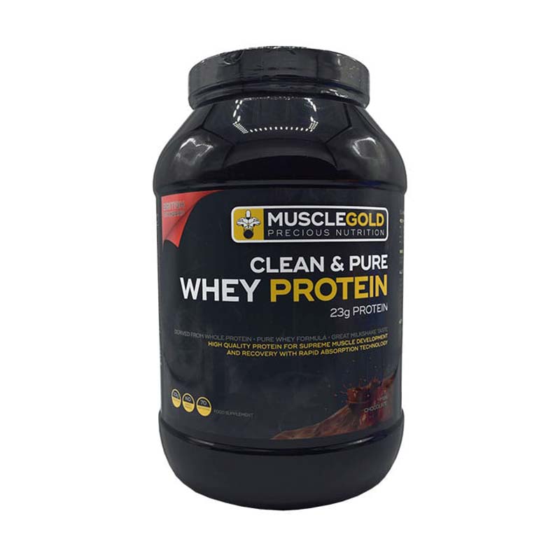 Muscle Gold Clean and Pure Whey Protein 2272 g پودر پروتئین وی شیر شکلات ماسل گلد 2272 گرم - Image 1